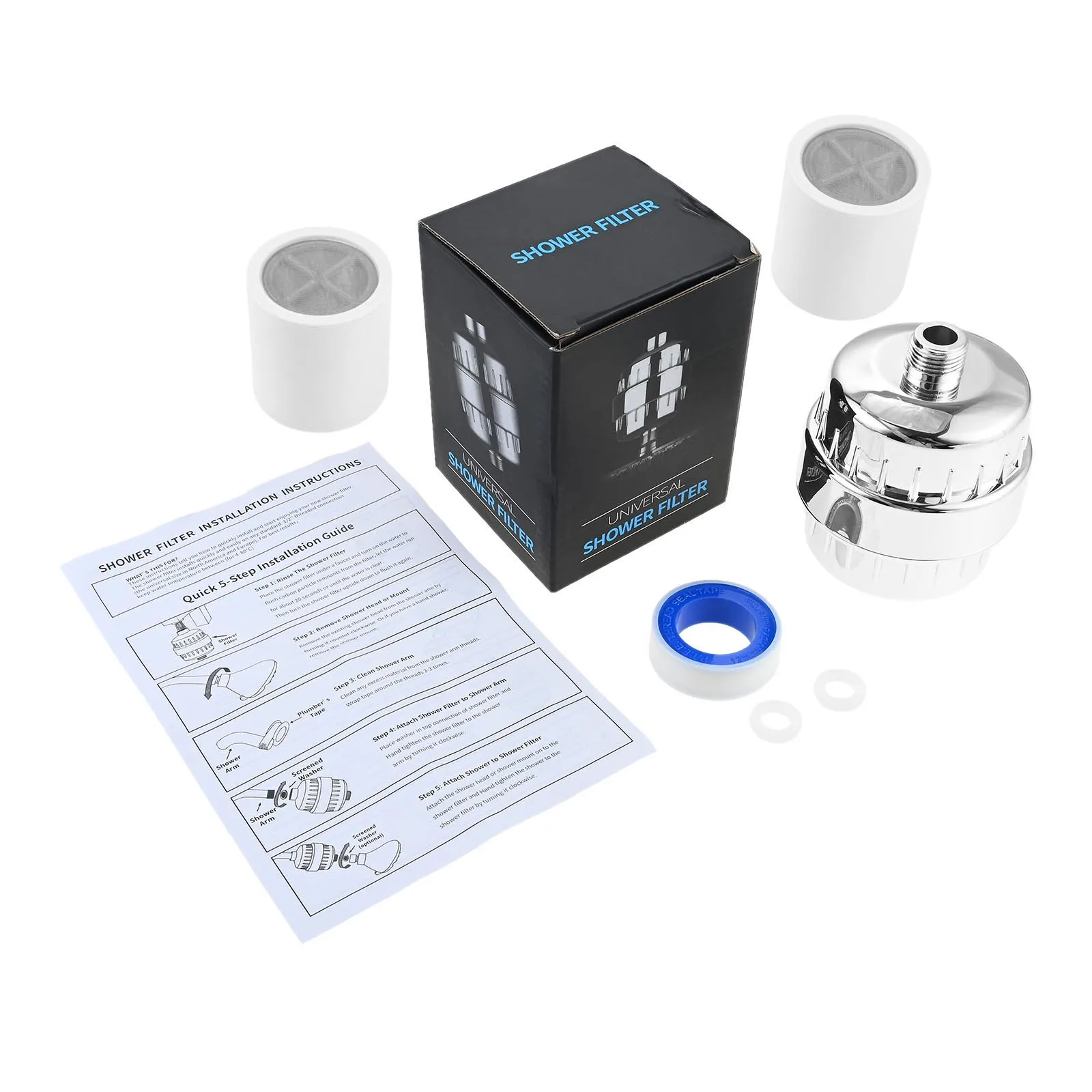 

1 шт., 20-ступенчатый душевой фильтр, 1/2 ядра с тефлоновой лентой и резиновыми шайбами, серебристый АБС-пластик для душевых насадок, очиститель воды, очиститель для душа