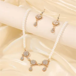 Algerian Bridal Jewelry Necklace Earrings Collection Lmitation Pearl Necklace Court Style Jewelry For Women Wedding Gifts