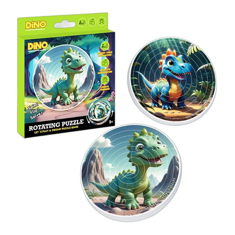 3D-stereo 360 °   Roterende puzzels Dinosaur Slide Flip Anti Stress Game Leren Intelligentie Educatief speelgoed Kindercadeau