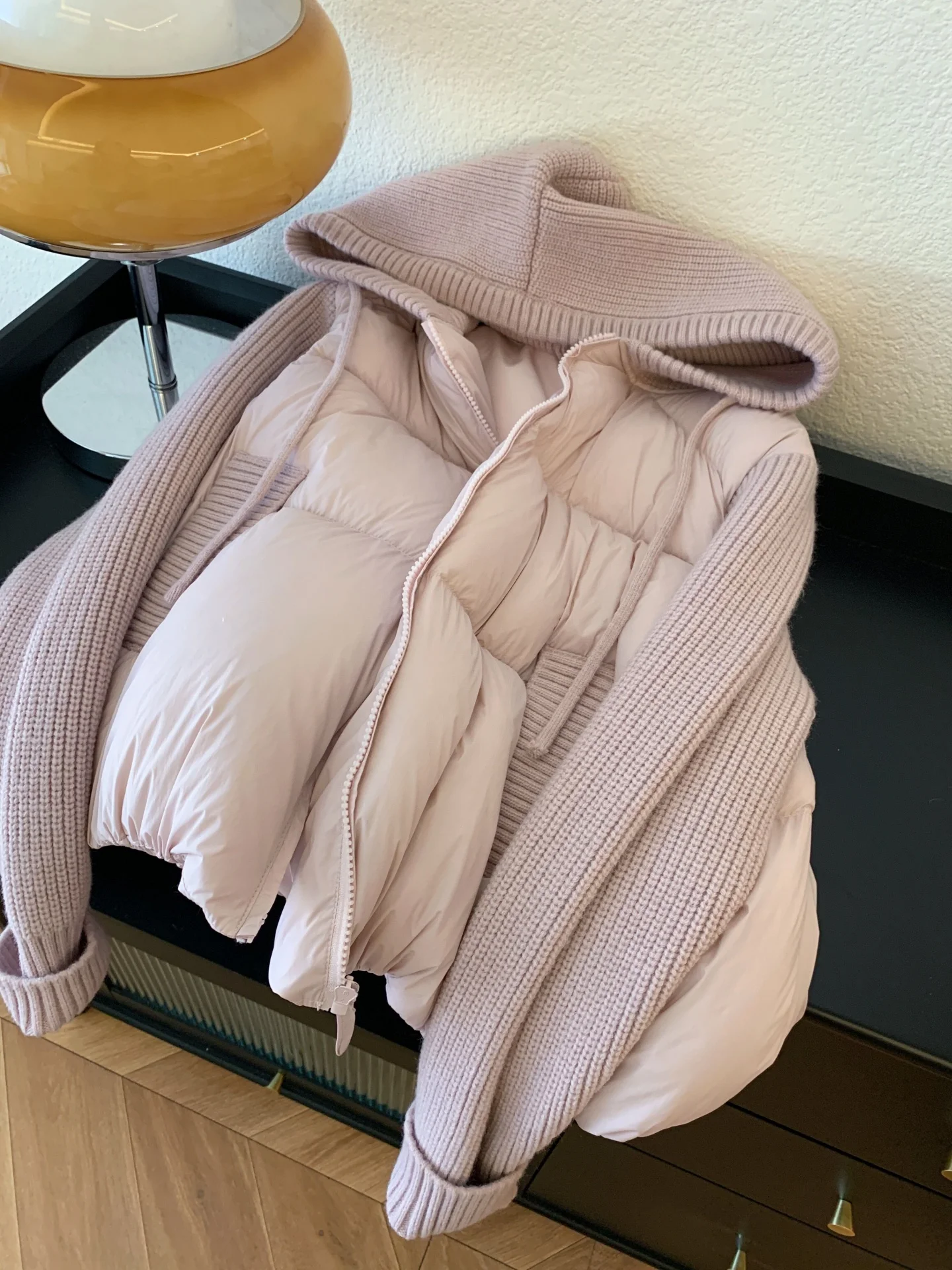 

Корейская милая розовая вязаная хлопковая куртка с капюшоном, женская свободная теплая хлопковая одежда, осенне-зимняя повседневная универсальная верхняя одежда