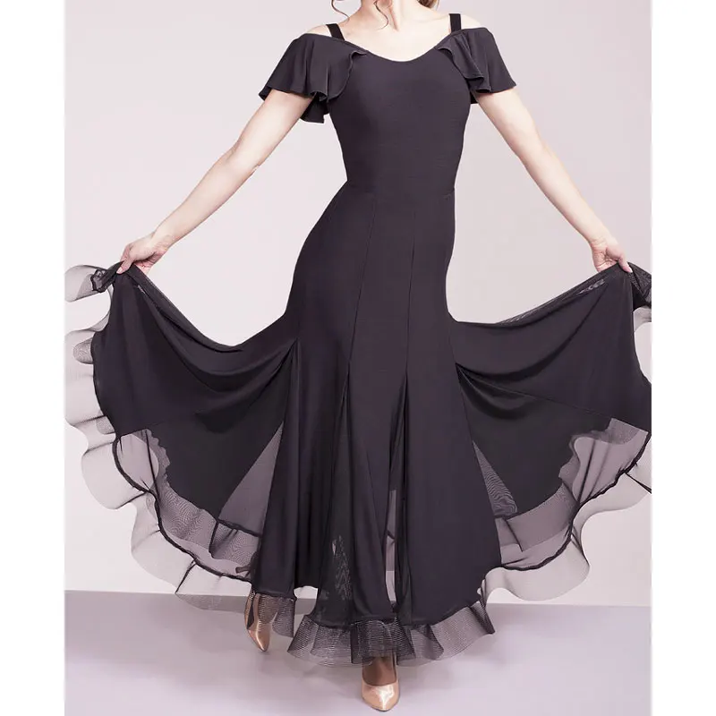 

New National Standard Practice Performance With Lace V-neck Large Hem And Fishbone Modern Dance Dress