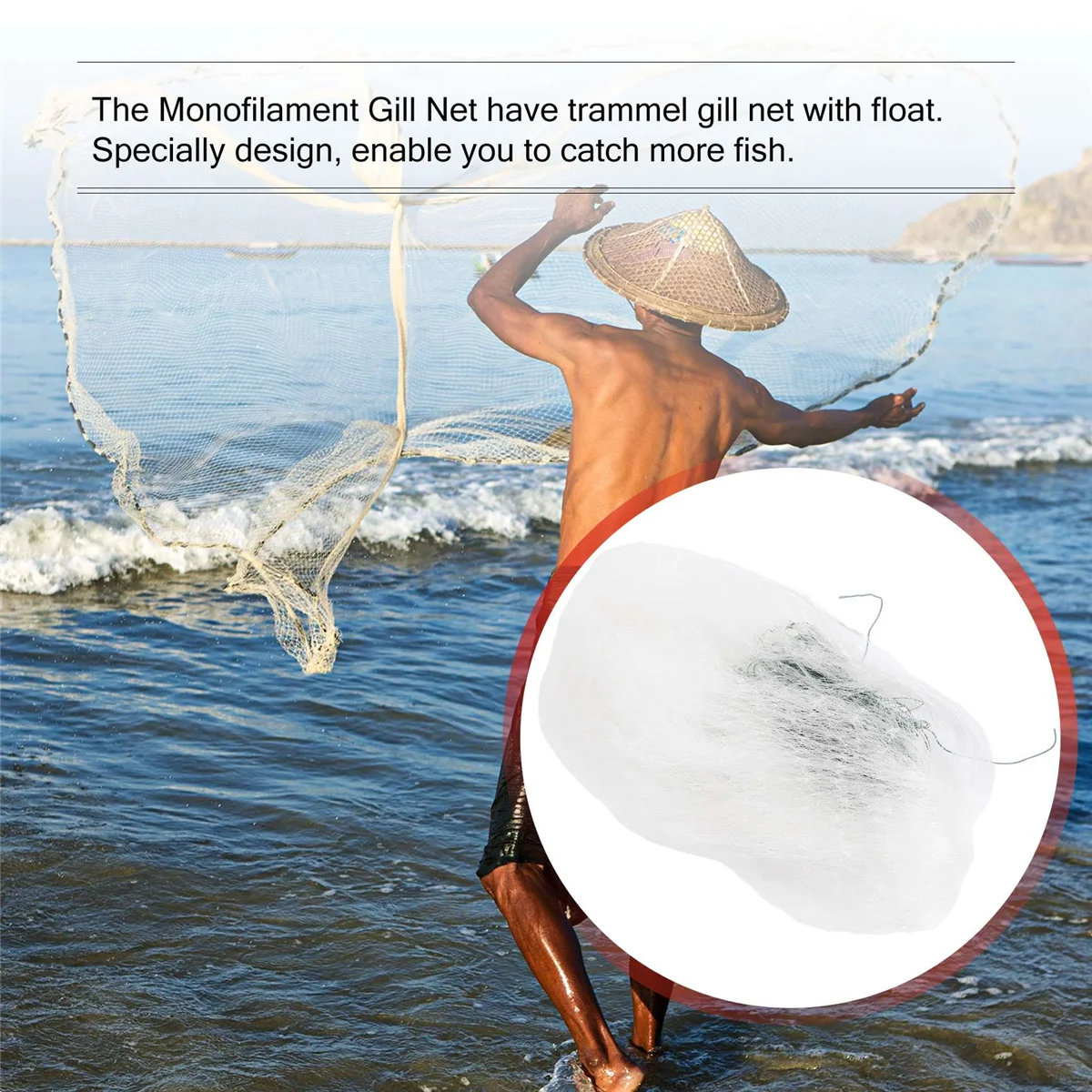 25m Clear White Green Monofilament Fishing Fish Net w Float