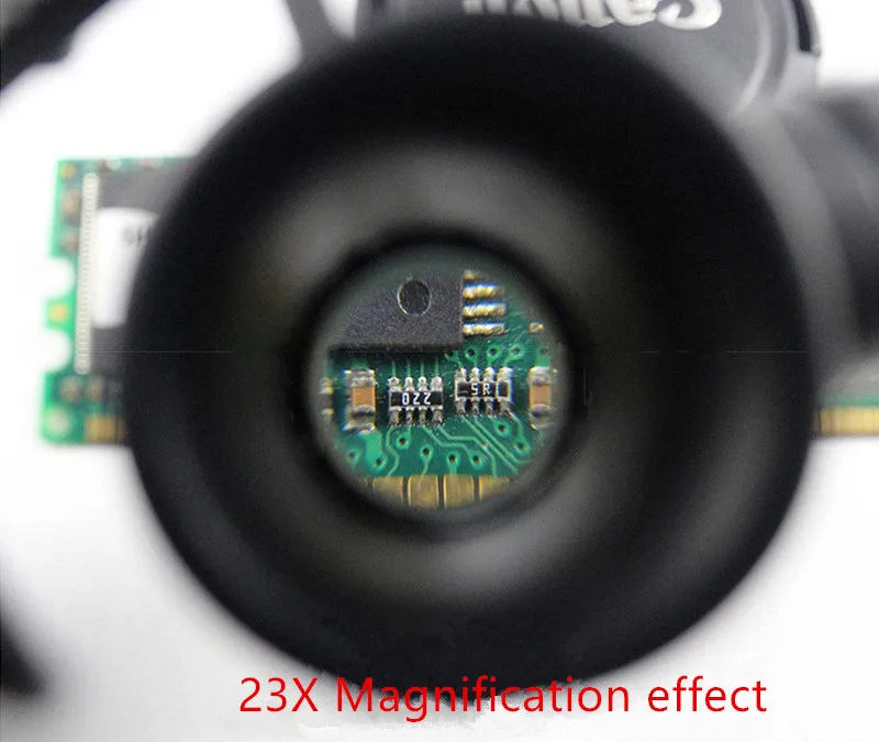 2 LED-Uhrmacher-Lupenbrillen mit Kopfband, verstellbare Vergrößerungsgläser mit Licht, Kopf-Augenlupe mit 8X, 15X, 23X Linsen – Detail 10