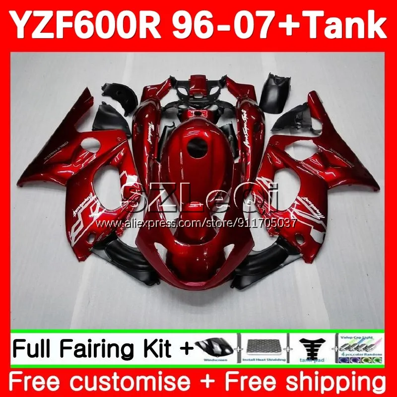 Body For YAMAHA YZF600R Thundercat Pearl red YZF-600R 96 97 98 99 01 120No.2 YZF 600R 2002 2003 2004 2005 2006 2007 Fairing