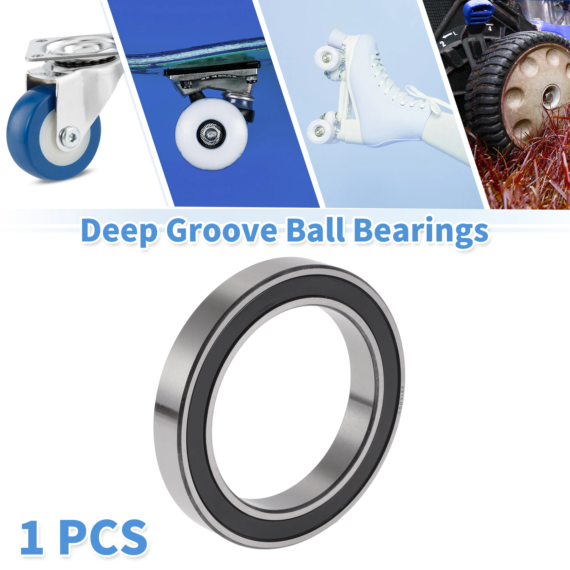 Motoforti 6915DDU Deep Groove Ball Bearings Lubricated Bearings Double Rubber Seal 75x105x16mm Black Silver Tone