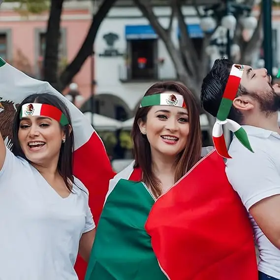 Flagnshow Free Size Four-sided elasticity Mexican Flag Headband