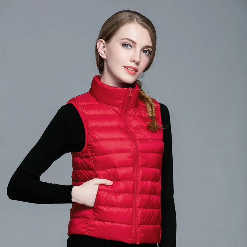 Gilet senza maniche da donna 90% piumino d'anatra bianco gilet ultraleggero gilet antivento caldo gilet portatile giacca donna 2022