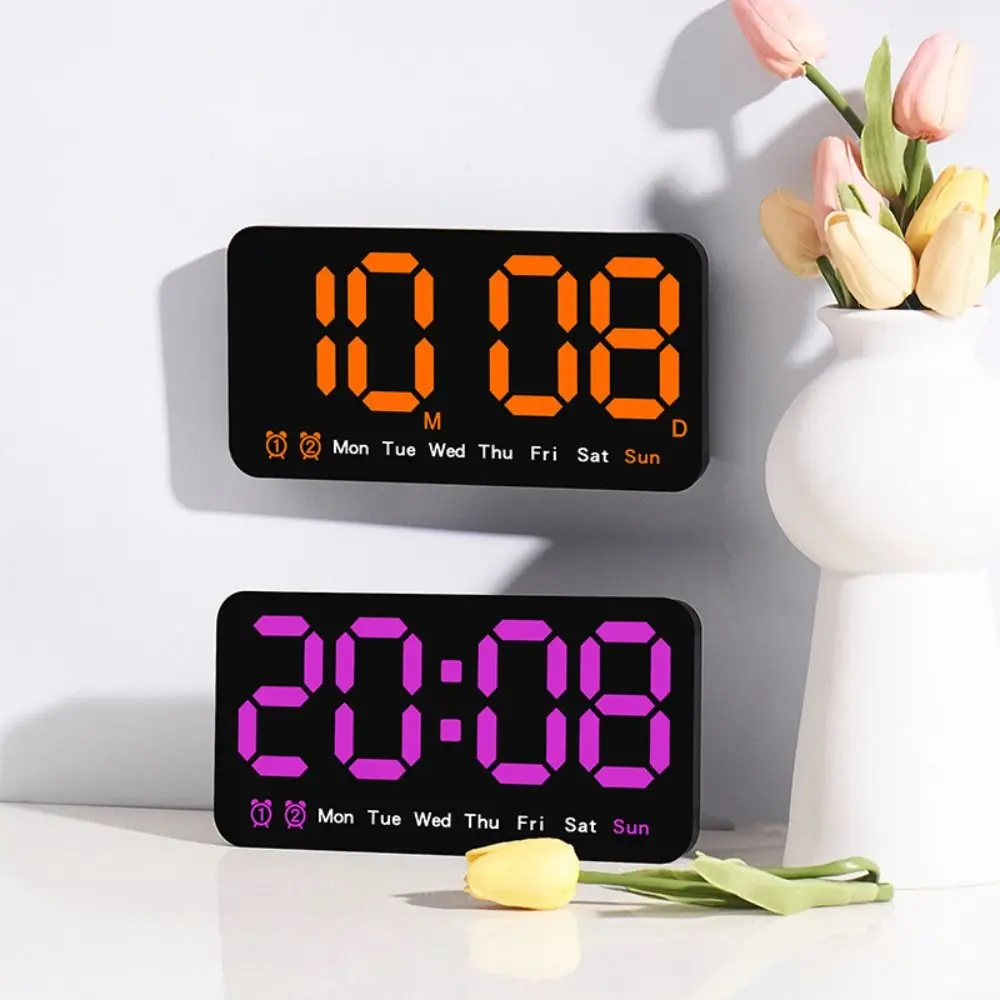 Wall-mounted Electronic Wall Clock Multi-functional Temperature Date Digital LED Clocks DST Voice Control Display Table Clock