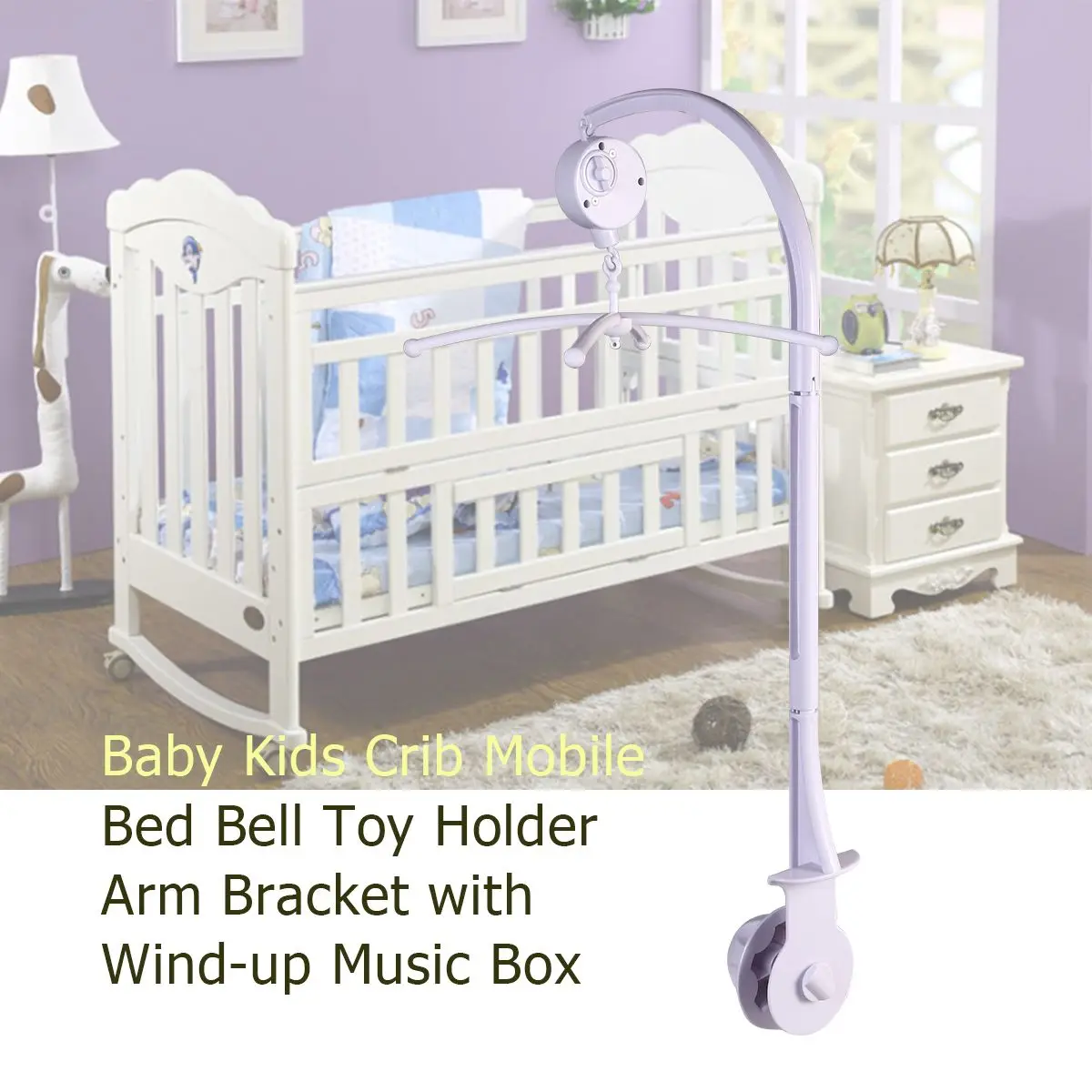 Babybedje bel Babybedbel Babybedje belhouder Babybed belbeugel Baby muziekdoos