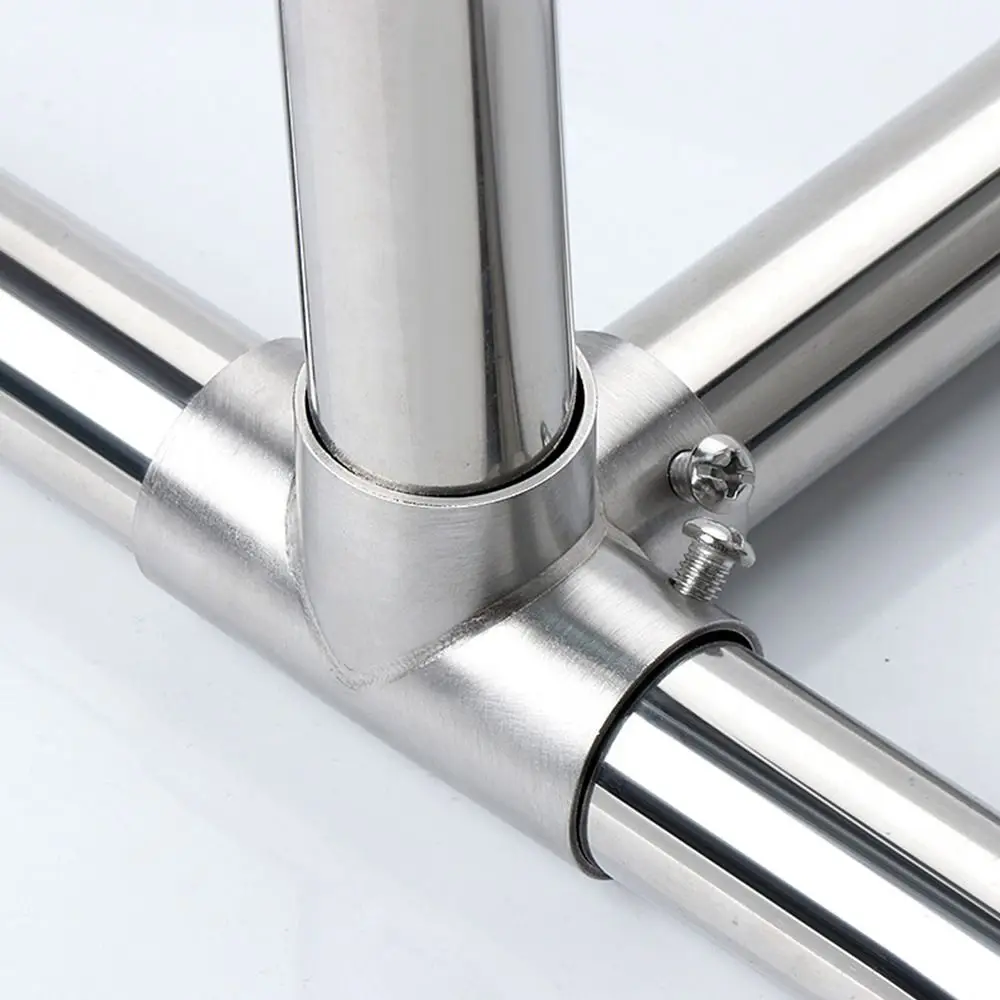 1Pcs Tee Straight Elbow Pipe Connector Stainless Steel 2/3/4/5/6 Way Tube Joint 25mm Clothesline Shelf Joints Furniture Hardware