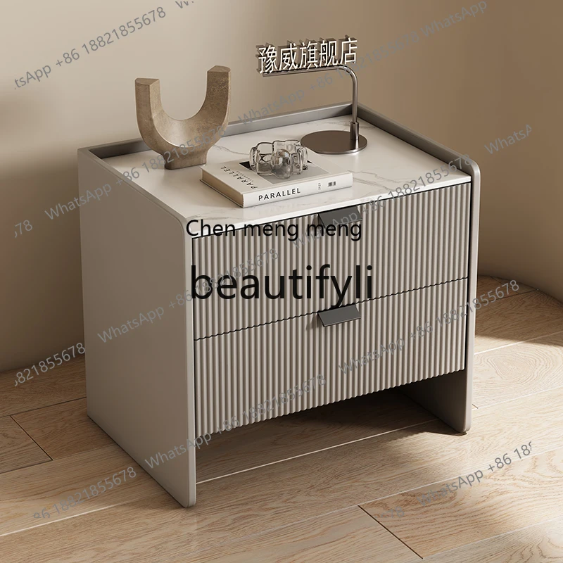 All solid wood paint bedside table modern simple small light luxury high-end small coffee table