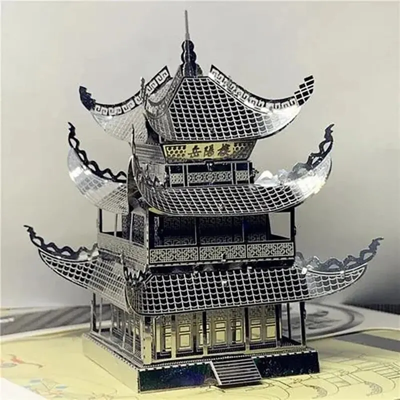 Yueyang Tower 3D metalen puzzelmodelsets DIY lasergesneden puzzels puzzelspeelgoed voor kinderen