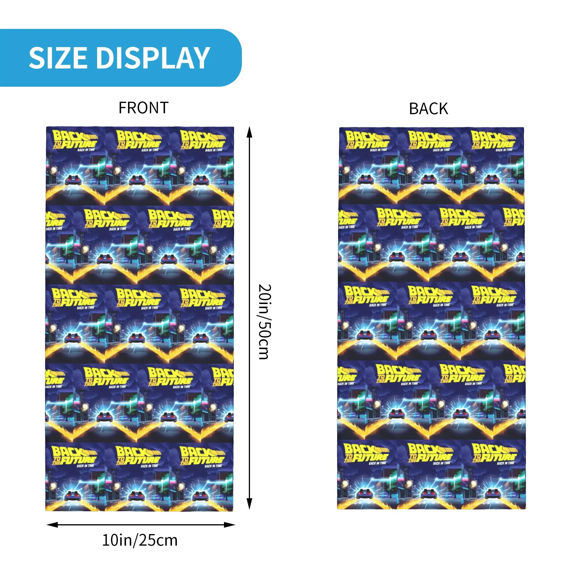 Back to the future Movie Pattern  Bandana Neck Gaiter Printed Wrap Mask Scarf Balaclava Cycling for Men Women Adult Washable