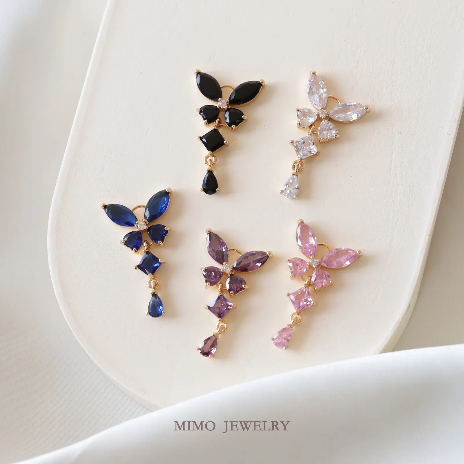 

Zircon Forest Splicing Butterfly Water Drop Length Charms Pendant Supplies DIY Hand Brass Gold Plated Accessories 32.2x18.5mm