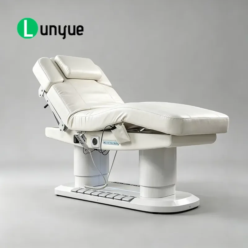 4 Motor Electric Heated Massage Bed with Foot Control and LED Base Deluxe Beauty Treatment Table for Medical Spas Beauty