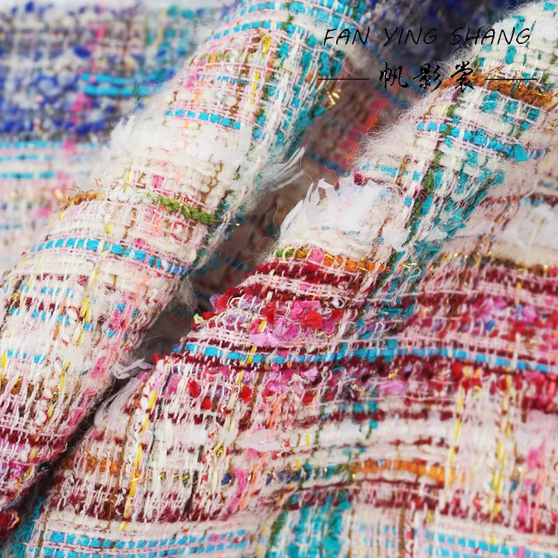 2025 Colorful Plaid Wool Tweed Fabric For Coat Vest Skirt Telas Costura Tissus Couture ткань Sewing Stoffe Tecido Cloth Diy