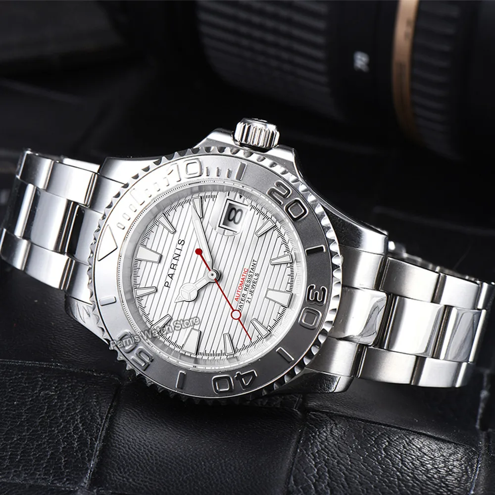 ساعة بارنيس 41 ملم مضيئة ماركر Miyota8215 حركة أوتوماتيكية للرجال بإطار دوار