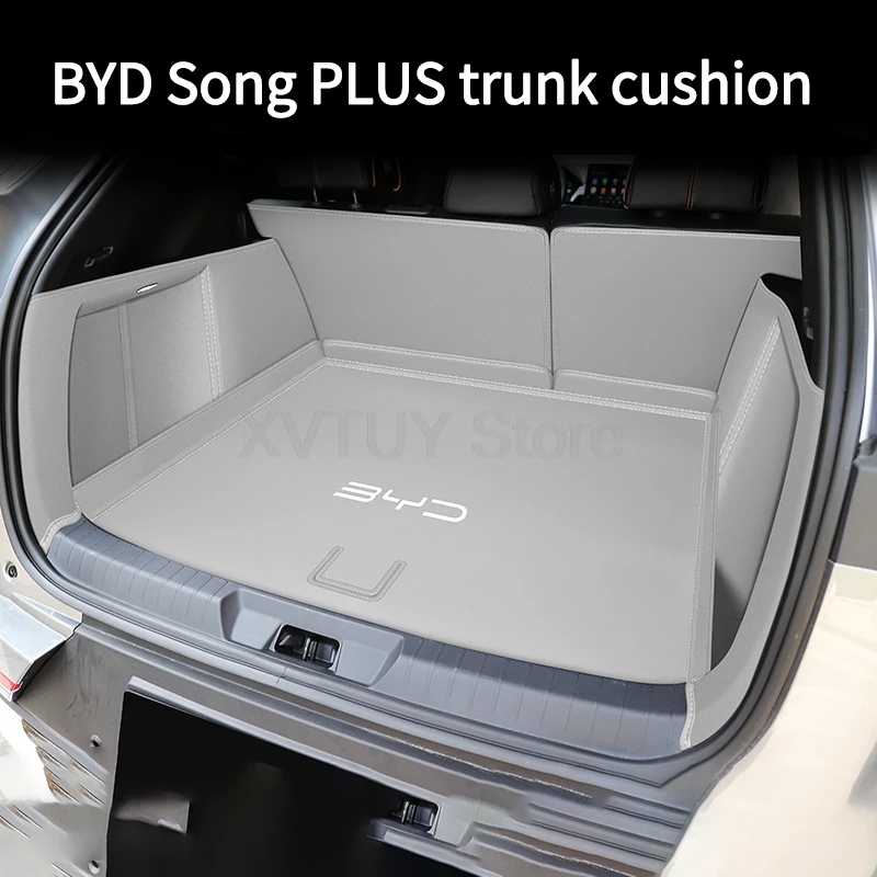 For BYD SONG PLUS DMi Champion Leather Trunk Mat Cargo Boot Liner Tray Waterproof Mud Protector Pad Cargo Mat Cars Accessories