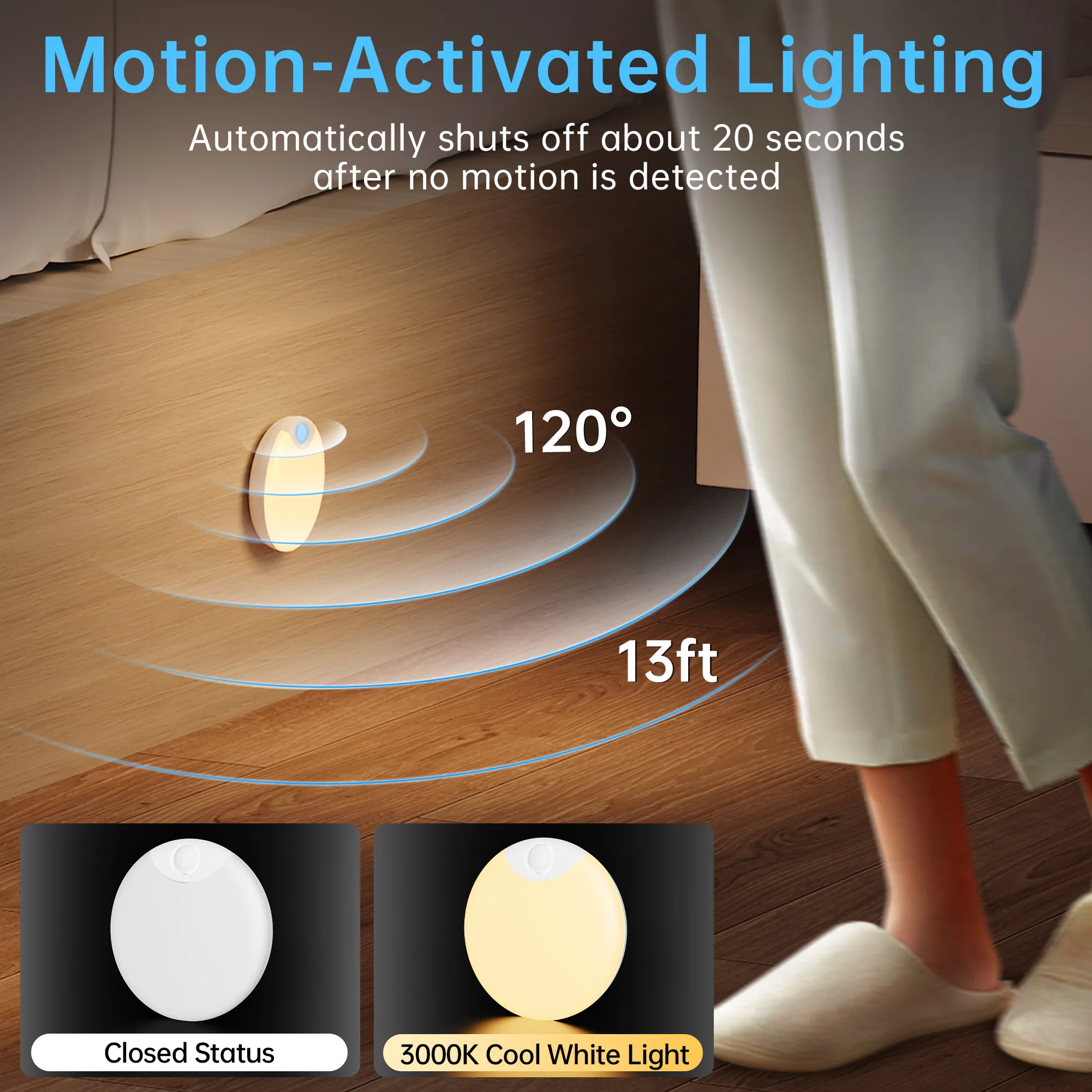PZSUNLY lampa z czujnikiem ruchu typ C akumulatorowa lampka nocna Led bezprzewodowa lampa z funkcją przyciemniania na schody sypialnia szafa Led Light