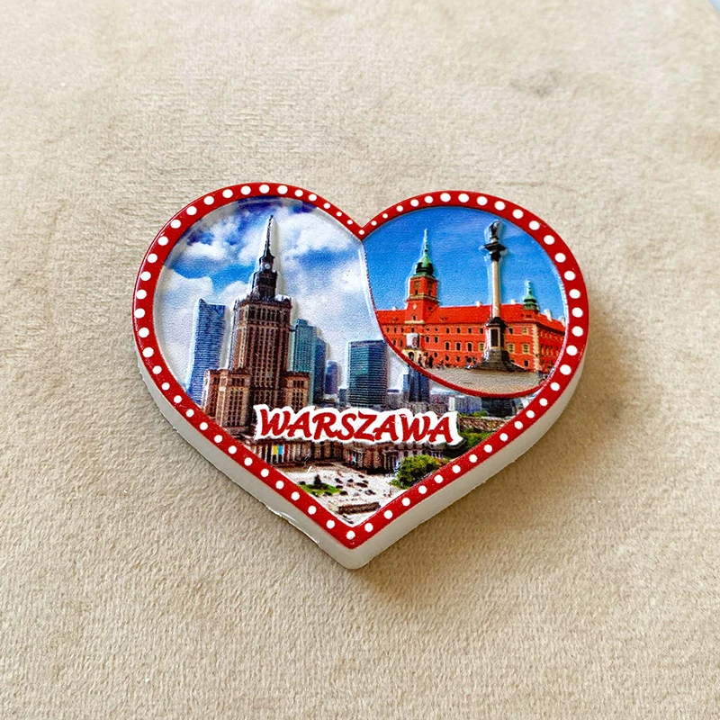 Warsaw, Poland refrigerator stickers heart around the world 3d three-dimensional city home decoration