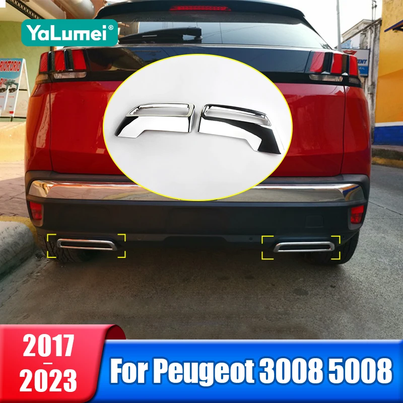 Car Rear Exhaust Muffler End Tip End Pipe Cover For Peugeot 3008 5008 GT 2017 2018 2019 2020 2021 2022 2023 Hybrid Accessories