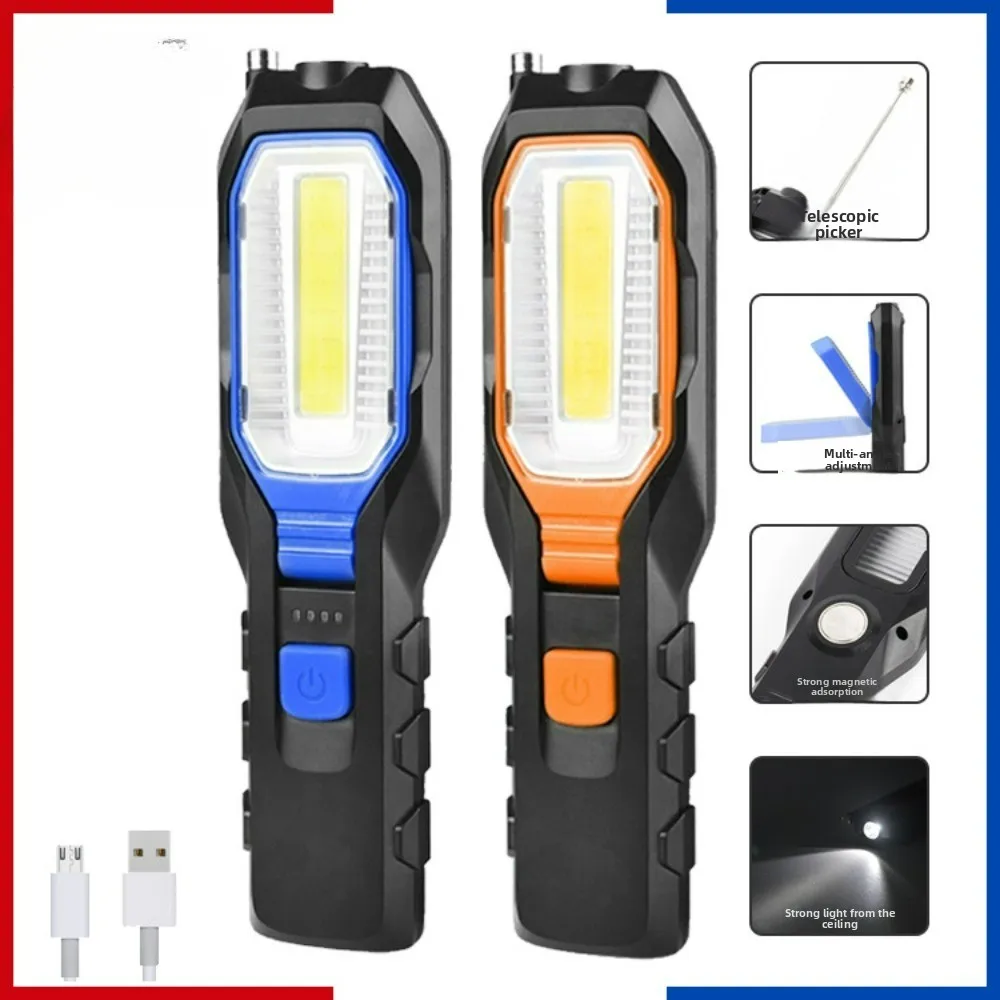 

Lightweight USB Rechargeable Car Inspection Light Super Bright LED Flashlight with Hook & Magnet Shockproof Emergency Work Light