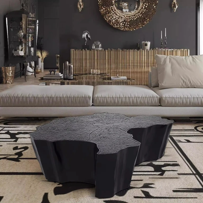 

Stainless steel living room art irregular art coffee table combination special-shaped fiberglass
