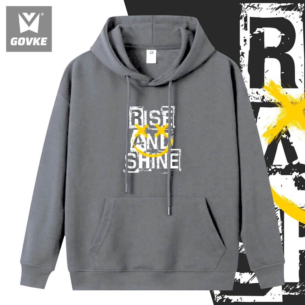 Rise and Shine Smile Graphic Autumn and Winter Individuality Brand Hoodie Men's Hoodies Christmas Style Comfortable Sweatshirt