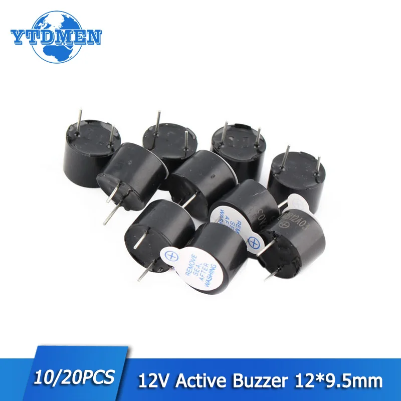 10/20pcs 12V Active Buzzer Magnetic Long Continous Beep Tone Alarm Ringer 12mm*9.5mm Mini Active Piezo Buzzers Kit for Arduino