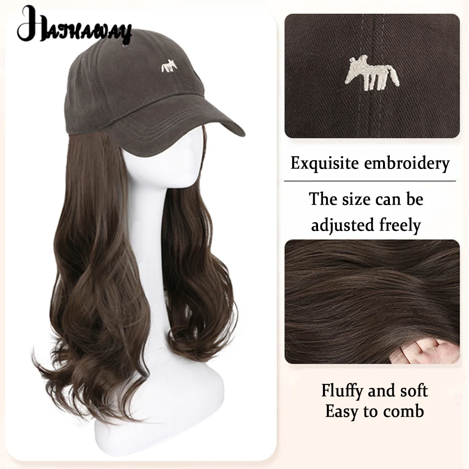 Long Wavy Hat Wig One Female Long Curly Hair Baseball Hat With Long Hair Wig Full Head Everyday Wear Female