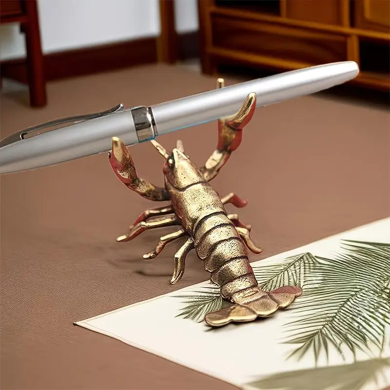 (BF06)Brass Lobster Scorpion Shaped Pen Holder Ornament Vintage Perfect For Home Office Desk Study Table Decor Display