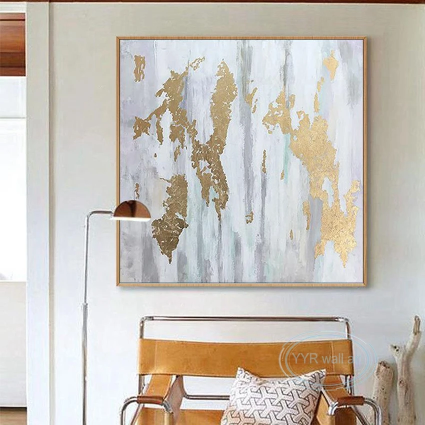 

Новая высококачественная фреска из золотой фольги, настенная живопись на холсте, картина маслом, свет, роскошный домашний декор, акриловый абстрактный подвесной постер ручной работы