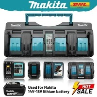 Makita original battery charger, 18v 14.4V 10.8V fast charger lithium battery 4 puertos BL1830, BL1840, BL1850, BL1860, Bl1430