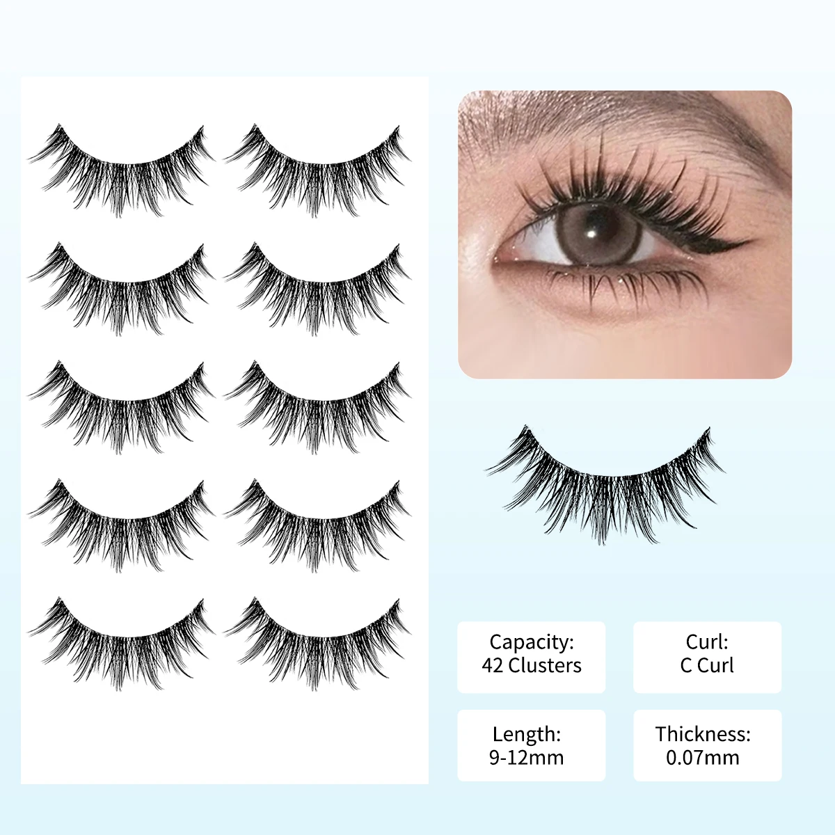 5 Paar Mange Falsche Wimpern Natural Cross Comic Eye Lash Extension Cosmetics Wiederverwendbare koreanische Augen-Make-up für Mädchen