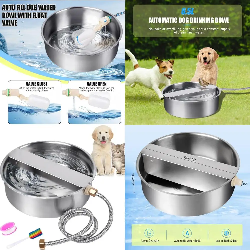 

Автоматический диспенсер для миски для воды для собак, большая порода из нержавеющей стали, автоматическая заполняющая поилка для собак с поплавковым клапаном, жето для воды для домашнего скота