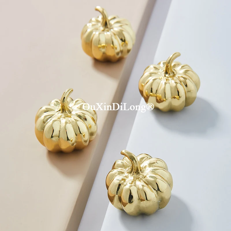 

4PCS Pure Brass Pumpkin Design Furniture Pulls Handles Drawer Knobs Cupboard Wardrobe Kitchen Shoe TV Wine Cabinet Handles&Knobs