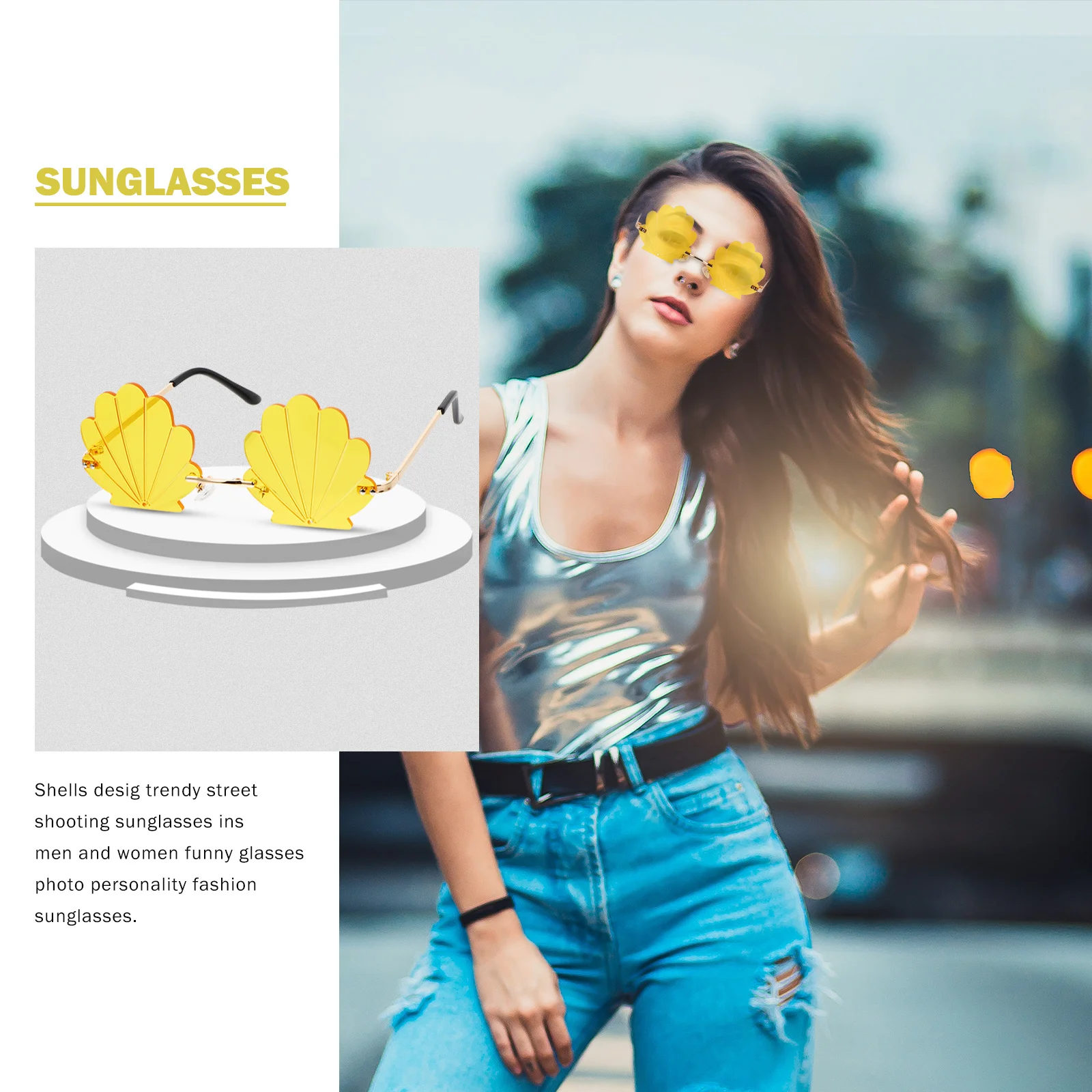 

1pc Pattern Funny Sunglasses Sunglasses Yellow Fashionable Party Eyewear Photo Booth Props Funny Design Uv Protection