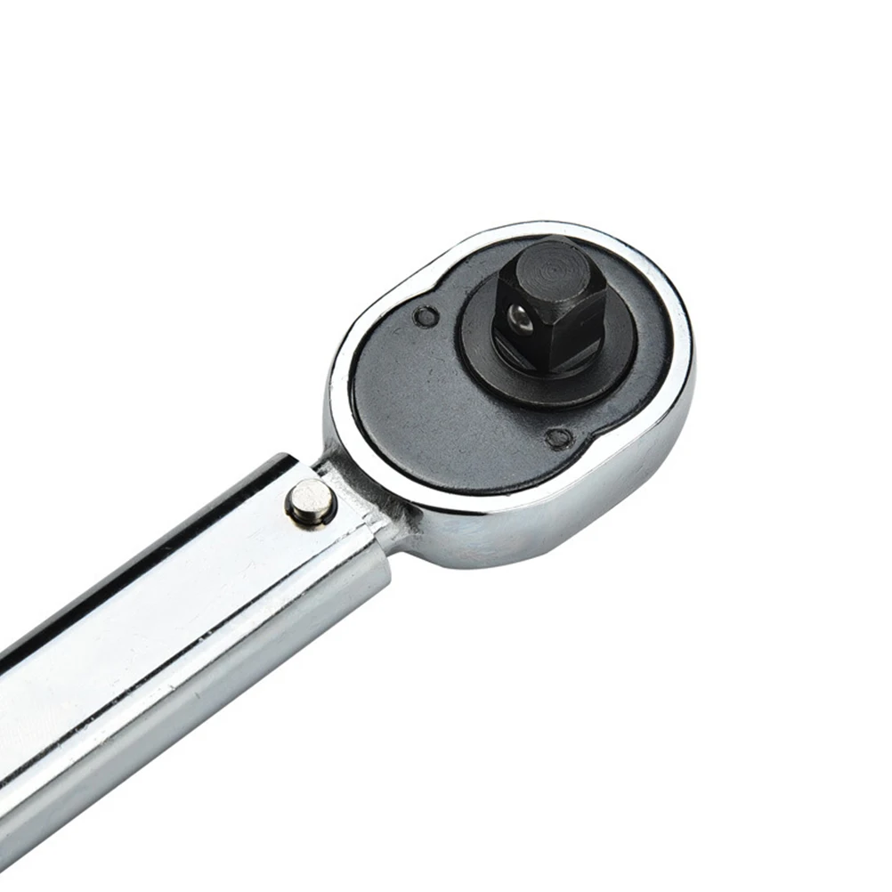 

1/2-Inch Drive Adjustable Torque Wrench Reversible Ratcheting Head 5-25Nm Precision Click Wrench Steel Construction Silver Hand