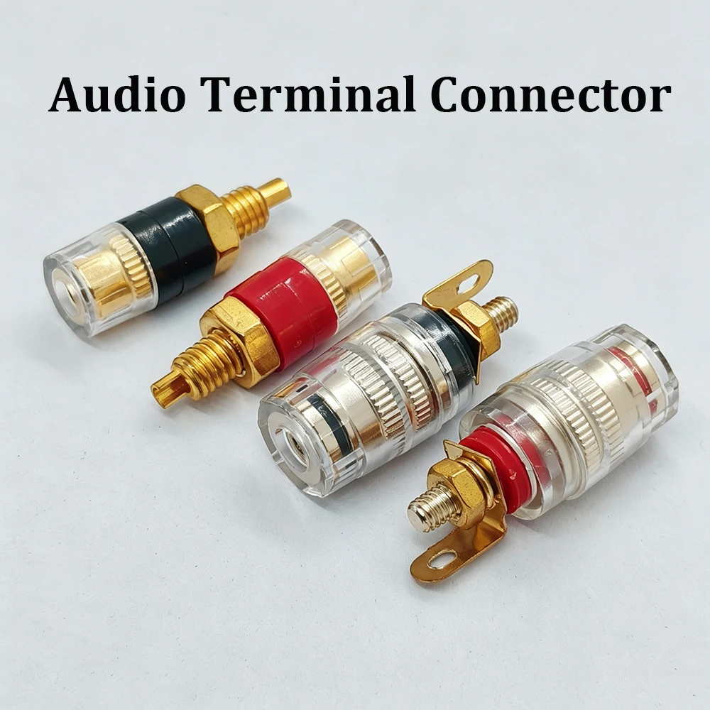 5Pcs Pure Copper Gold Plated M4*33 520 Audio Terminal 4MM Banana Plug Socket Speaker Amplifier Crystal Binding Post Connector