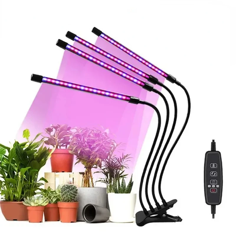 

USB Plants Grow Lamp 1-4 Heads Full Spectrum Led Grow Light With Timer Dimmable Phyto Succulent Lamp Supplementary Light Lamp