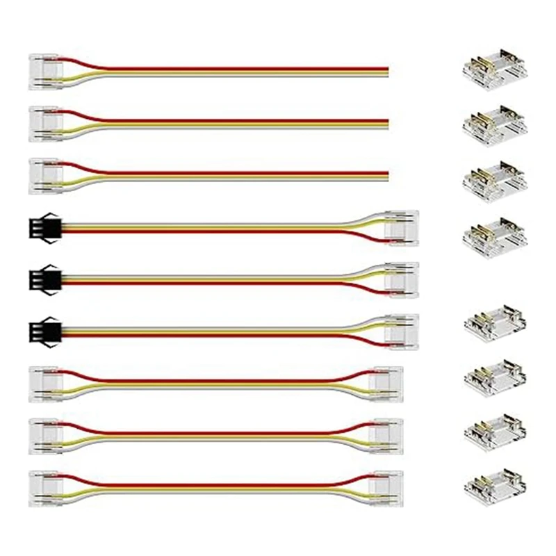 12Mm Connectors Strip Light 3-Pin Solderless Terminal Connection Set Strip To Wireconnector