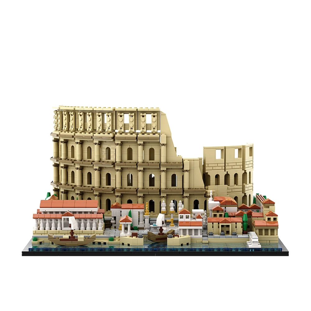 Gobricks-Coliseo romano MOC para niños, modelo de arquitectura, juego de bloques de construcción, monstruo de la bestia antigua, Base de batalla, juguetes de ladrillo