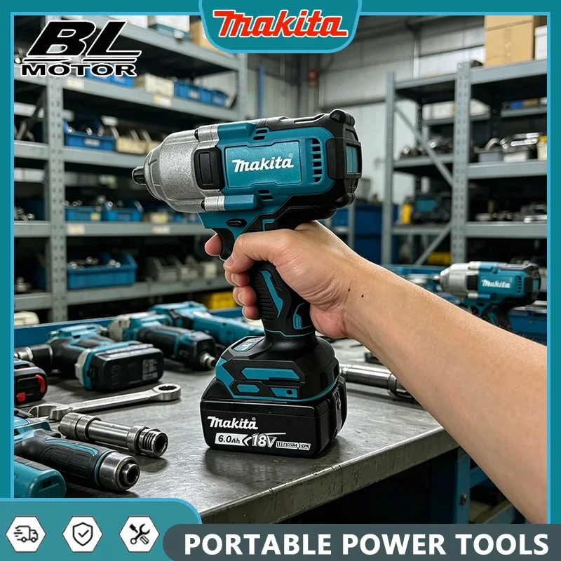 Makita Brushless Electric Wrench Large Torque Lithium Battery Impact Wrench Electric Powerful Auto Repair Electric Wrench