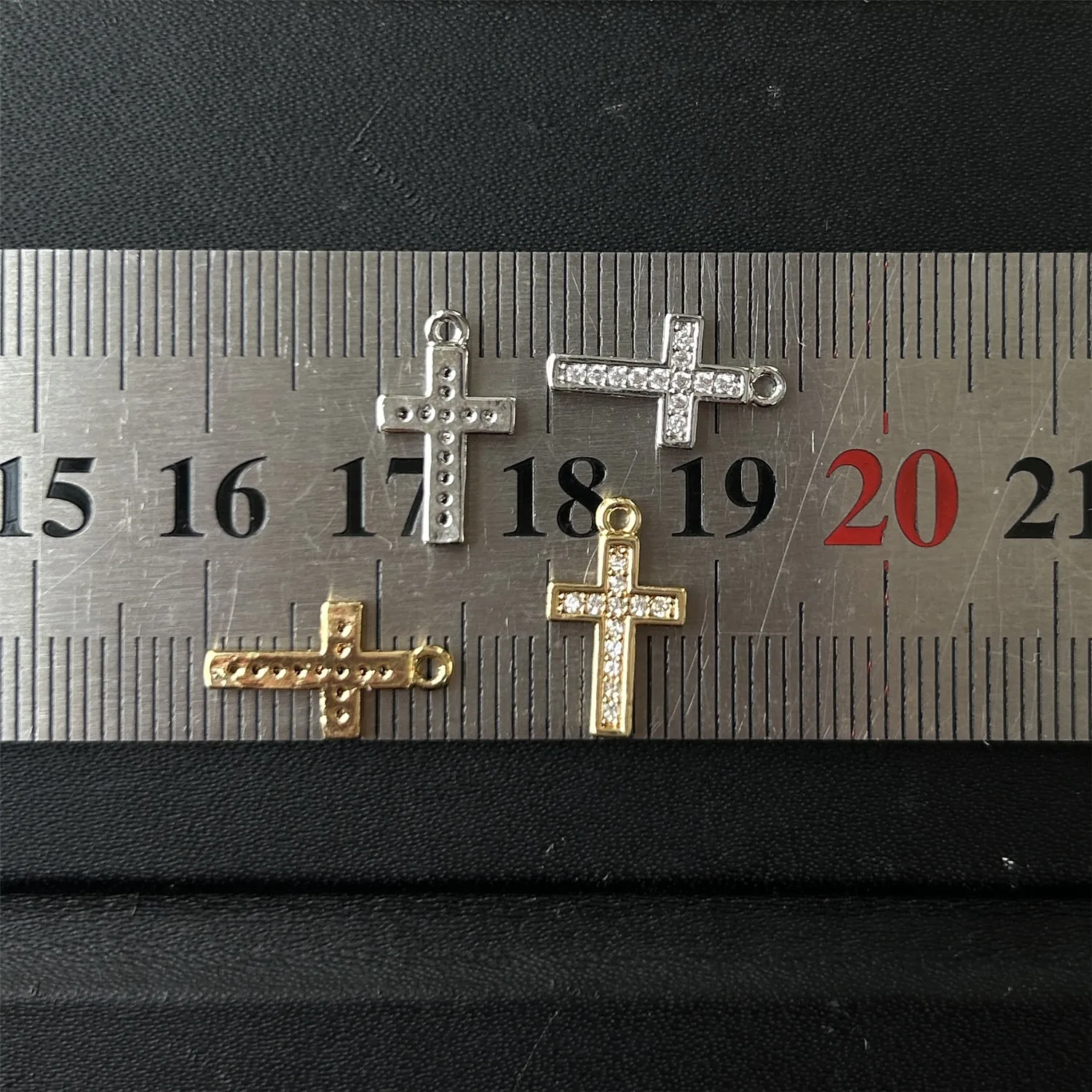 5PCS/lot Catholic Copper Zircon Cross Pendant for Jewelry DIY Making Crystal Cross Charms Pendant Accessories