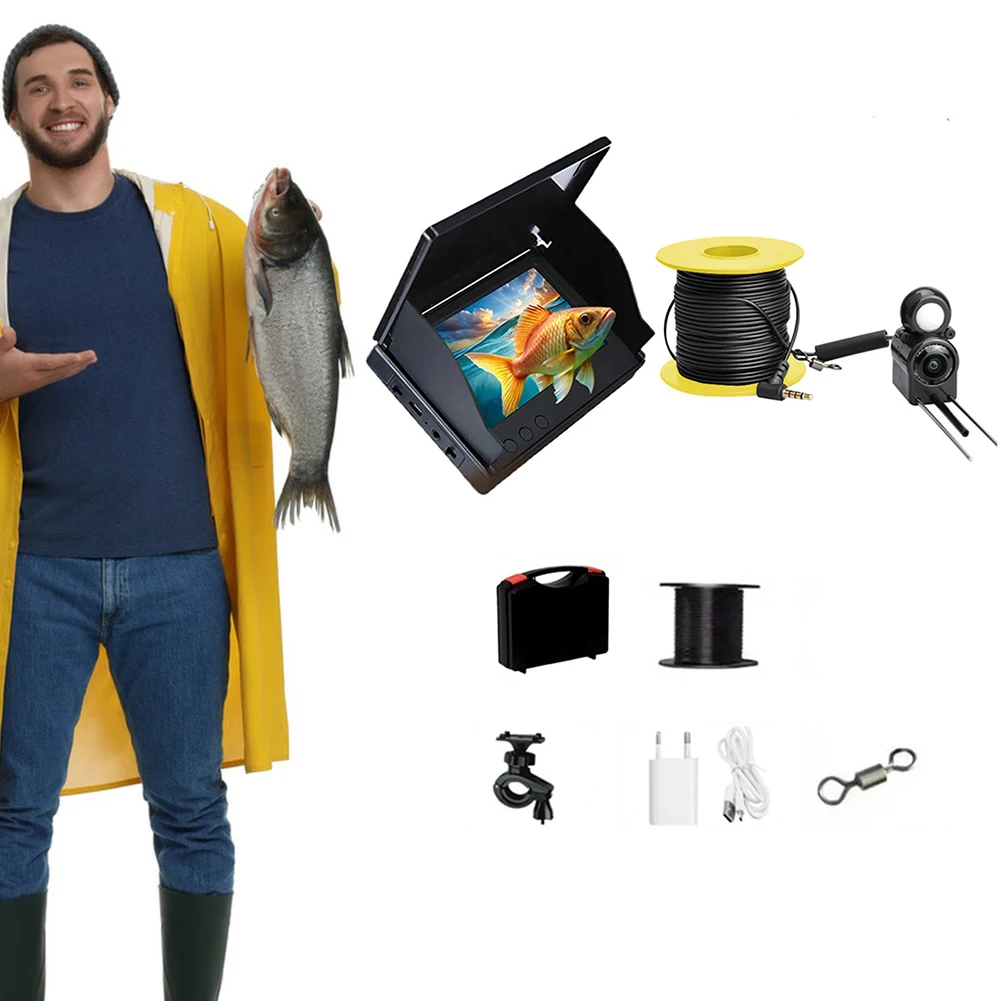 

Камера для подводной рыбалки, 4,3-дюймовый IPS-монитор, камера для зимней рыбалки, водонепроницаемая видеокамера, кабель 15/20/30 м для рыбалки на ледяном озере