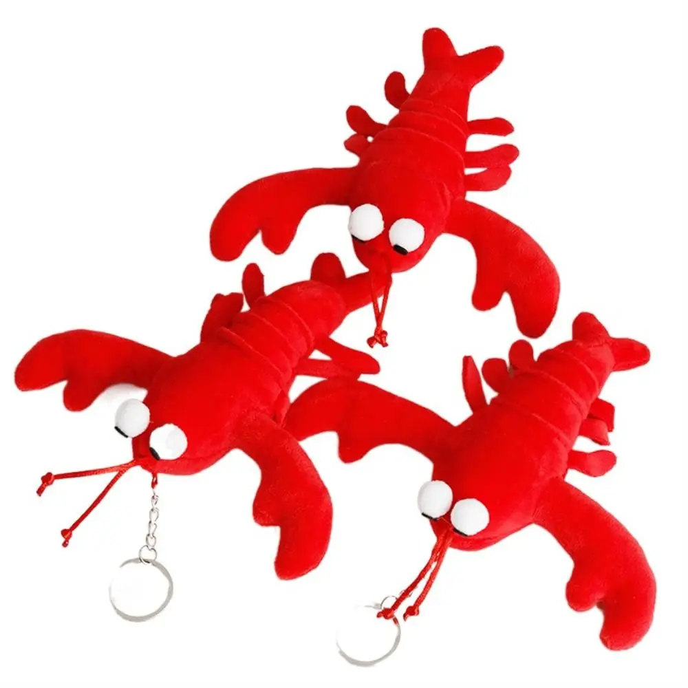 

Kawaii 14*17cm Red Lobster Crayfish Pendant Prop Stuffed Animal Bag Pendant Plush Toy Keychains Keyring Stuffed Keychain