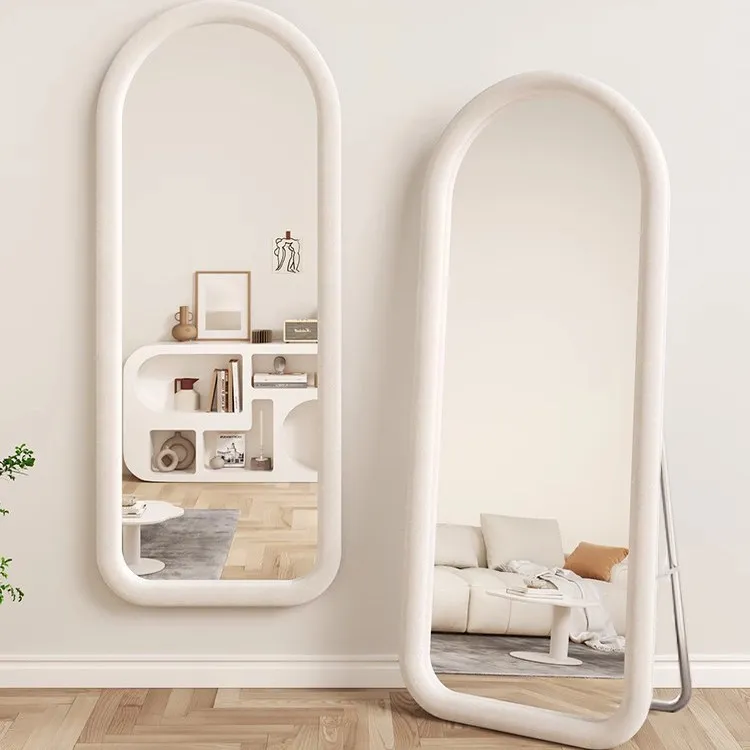 Full body mirror floor cream girls bedroom floor mirror household try-on mirror women's clothing store