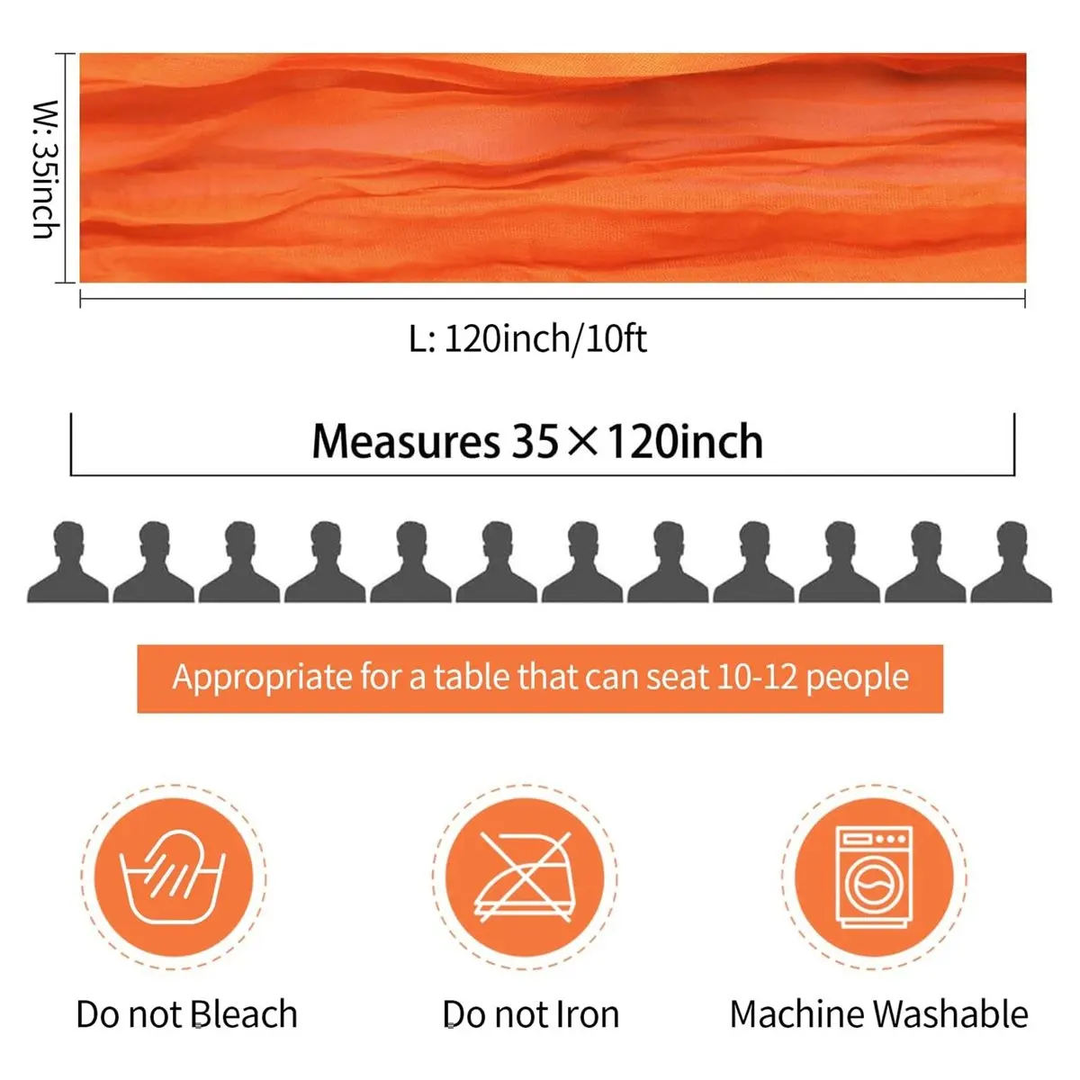 Learned- 6 Pack Orange Cheesecloth Table Runners Gauze Table Runners 10 Feet Long Translucent