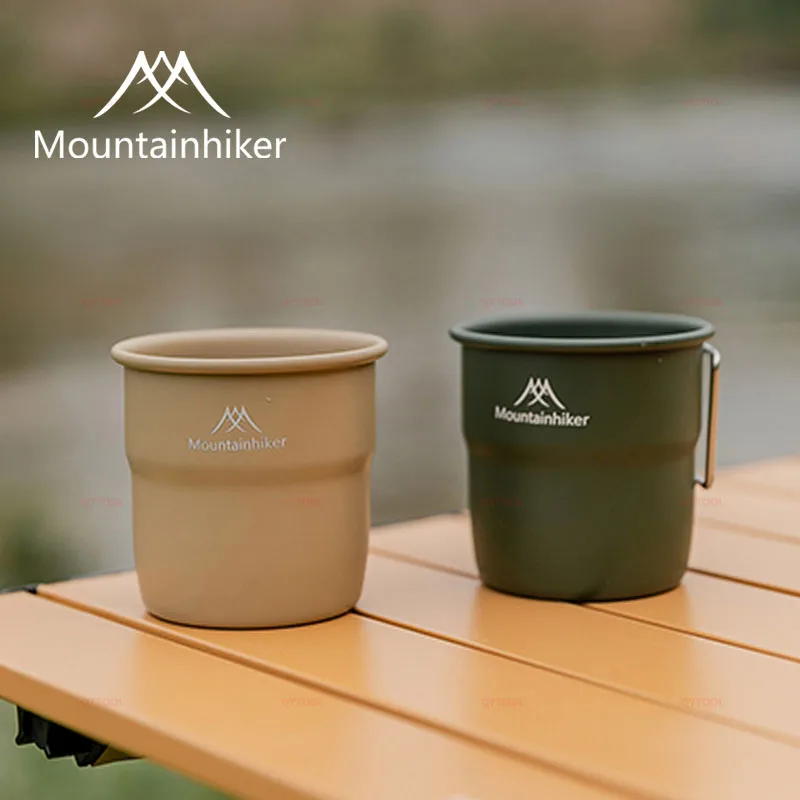 

MOUNTAINHIKER 300ml Portable Camping Water Cup Picnic Water Mug with Foldable Handle Aluminum Alloy Tableware for Travel Hiking