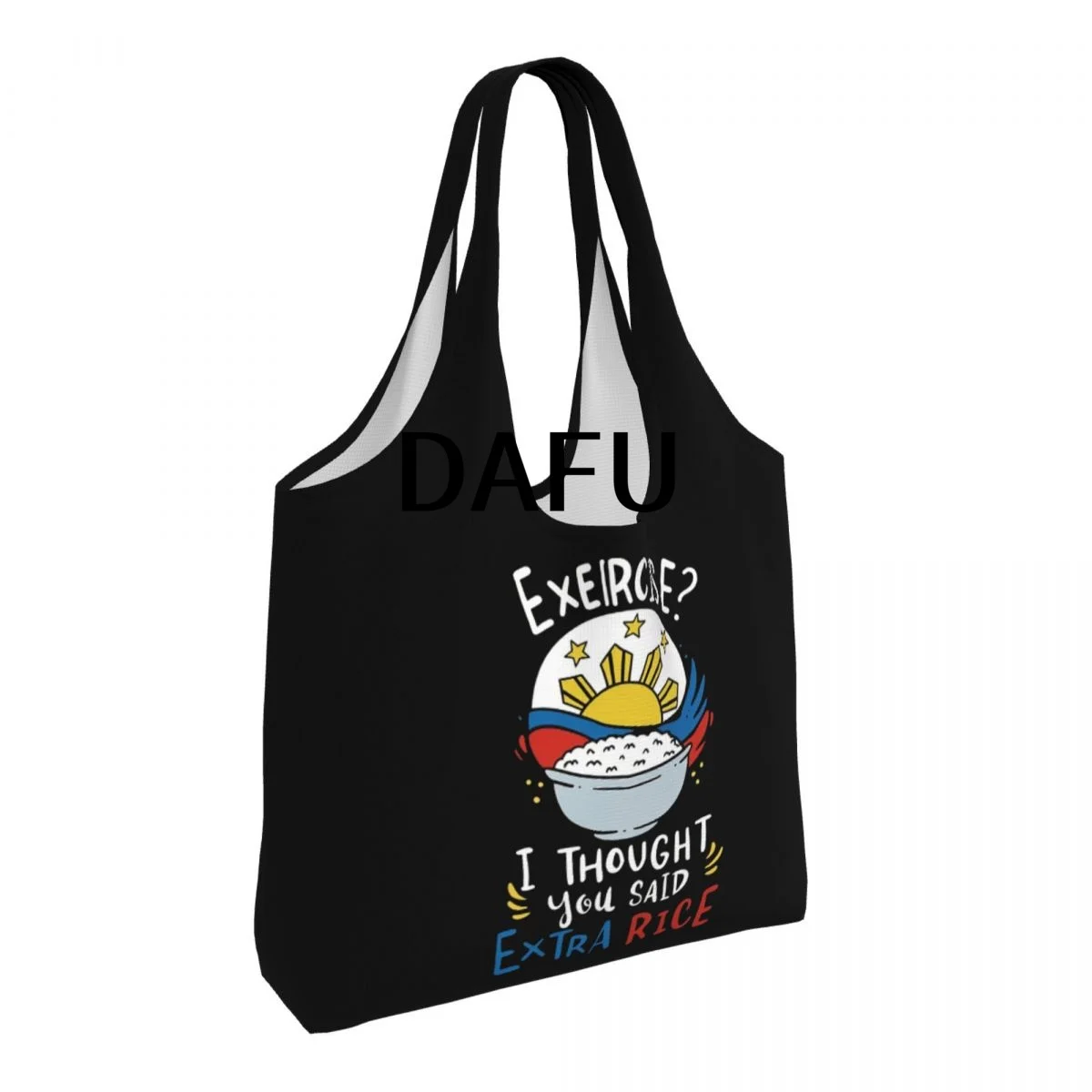 Extra Rice, Not Exercise Large Capacity Canvas Tote Bag Single Shoulder Work Commute Bag For Women Eco-Friendly Shopping Bag